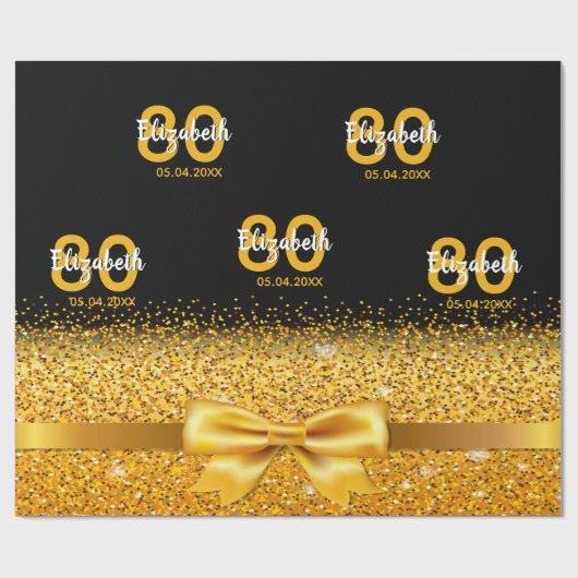 90. Geburtstag schwarzer Goldbug Geschenkpapier (Flach)