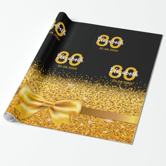 90. Geburtstag schwarzer Goldbug Geschenkpapier (Ungerollt)