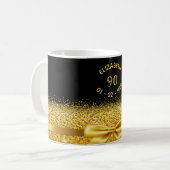 90. Geburtstag schwarzer goldener Name klassischer Kaffeetasse (Vorderseite Links)