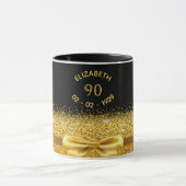 90. Geburtstag schwarzer goldener Name klassischer Tasse (Zentrum)