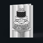 90. Geburtstag, schwarzer/weißer Muster-Kuchen der Karte<br><div class="desc">Sehen Sie andere Kategorien einschließlich Einladungen für Geburtstage und Jahrestage mit same/or ähnlichem Entwurf.</div>
