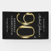 90. Geburtstag Schwarzes Gold Elegantes Begrüßungs Banner (Horizontal)