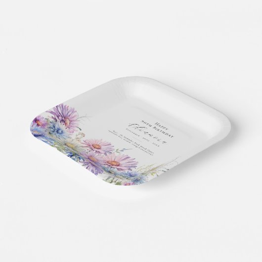 90. Geburtstag September Blume Pappteller (Gewinkelt)