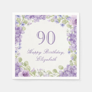 90. Geburtstag Servietten Elegantes lila Floral