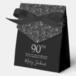 90. Geburtstag Silber Glitter Rosen Dankeschön Geschenkschachtel