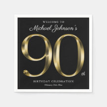 90. Geburtstag Solid Gold Typografie Black Elegant