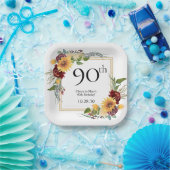 90. Geburtstag Sonnenblumen Pappteller (Party)