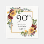 90. Geburtstag Sonnenblumen Serviette (Vorderseite)