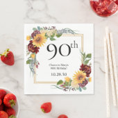 90. Geburtstag Sonnenblumen Serviette (Beispiel)