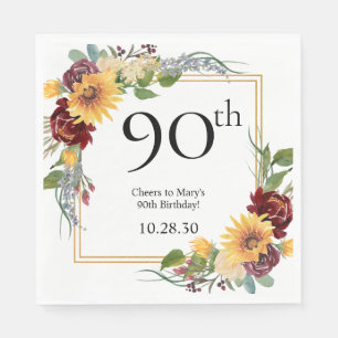 90. Geburtstag Sonnenblumen Serviette