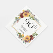 90. Geburtstag Sonnenblumen Serviette (Ecke)