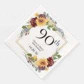 90. Geburtstag Sonnenblumen Serviette (Ecke)