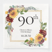 90. Geburtstag Sonnenblumen Serviette (Vorderseite)