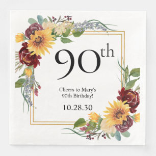 90. Geburtstag Sonnenblumen Serviette