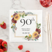 90. Geburtstag Sonnenblumen Serviette (Beispiel)