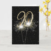 90. Geburtstag Sparkler auf schwarz Karte (Gelbe Blume)