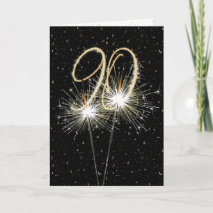 90. Geburtstag Sparkler auf schwarz Karte