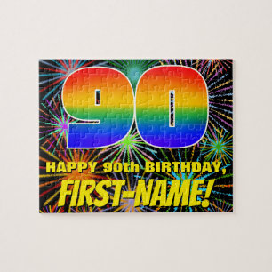 90. Geburtstag: Spaß, bunte feierliche Feuerwerke Puzzle