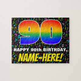 90. Geburtstag — Spaß, bunte Musiksymbole & "90" Puzzle