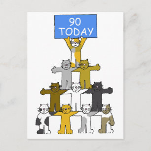 90. Geburtstag Spaß Cartoon Katzen Postkarte