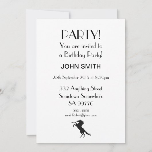 90. Geburtstag Spirit Pferd Party Einladung (Rückseite)