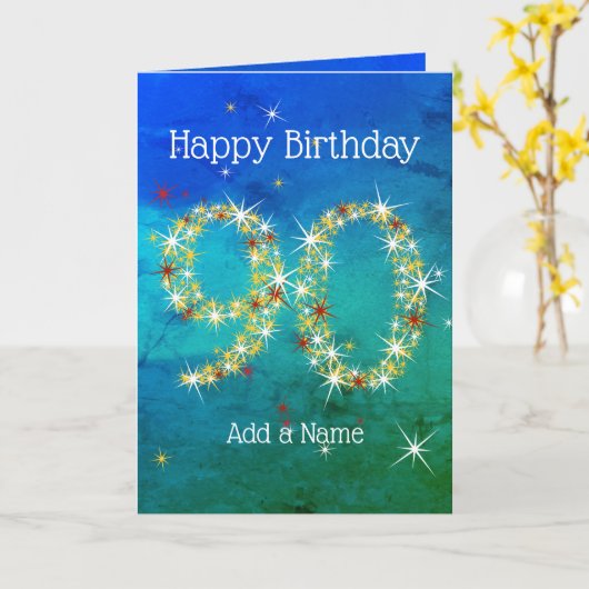 90. Geburtstag - Startnummern - Blue Green - Alter Karte (Gelbe Blume)