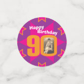 90. Geburtstag Stern rosa orange Papier Konfetti (Klein Vorderseite)