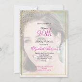 90. Geburtstag Stilvolles Foto Gold Modernes Elega Einladung (Rückseite)