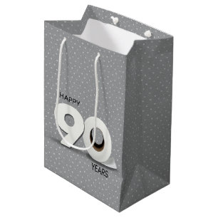 90. Geburtstag Toilettenpapierrolle auf Stecknadel Mittlere Geschenktüte