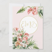 90. Geburtstag Tropisches Wasserfarbenrosa Elegant Einladung (Rückseite)