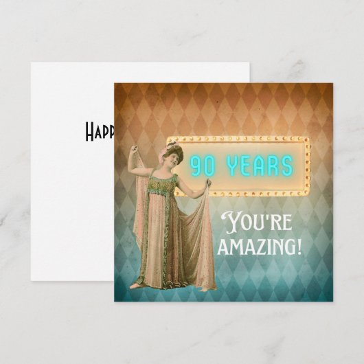 90. Geburtstag Vintag Sängerin Flat Birthday Card (Vorne/Hinten)