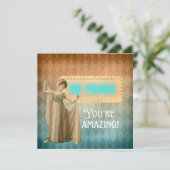 90. Geburtstag Vintag Sängerin Flat Birthday Card (Stehend Vorderseite)