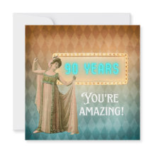 90. Geburtstag Vintag Sängerin Flat Birthday Card