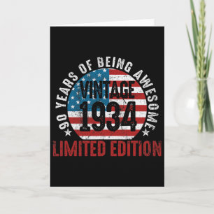 90. Geburtstag Vintage 19&#  Patriotische USA-Fla Karte