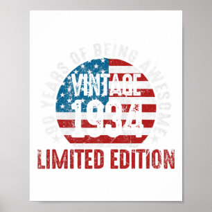 90. Geburtstag Vintage 19&#; Patriotische USA-Fla Poster