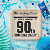 90. Geburtstag Vintage Altzeitung Klassischer Zeit Pappteller (Party)