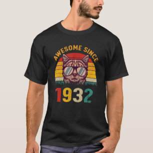 90. Geburtstag Vintage-Katze 90 Jahre Großartig S T-Shirt