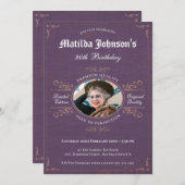 90. Geburtstag Vintager Lavendel Custom Foto Einladung (Vorne/Hinten)