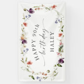 90. Geburtstag Weibliche Wildblumen Banner (Vertikal)