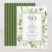 90. Geburtstag Weißer Hydrangeas Einladung (Vorne/Hinten)