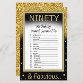 90 Geburtstag Word Scramble Game (Vorne/Hinten)