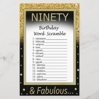 90 Geburtstag Word Scramble Game