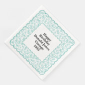 90. Geburtstag Zahlenmuster Scallops Aquamarin/wei Serviette (Ecke)