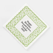 90. Geburtstag Zahlenmuster Scallops Grün/Weiß Serviette (Ecke)