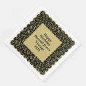 90. Geburtstag Zahlenmuster Scallops Schwarz/Gold Serviette (Ecke)