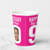 90. Geburtstag Zoll zwei Foto rosa weiß Pappbecher (Rechts)