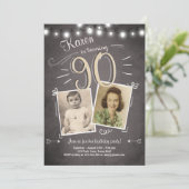90. Geburtstags-Einladungs-Vintager neunzig Einladung (Stehend Vorderseite)