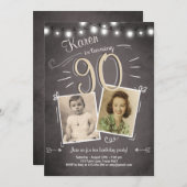 90. Geburtstags-Einladungs-Vintager neunzig Einladung (Vorne/Hinten)