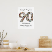 90. Geburtstags-Foto-Collage Willkommen Poster (Küche)
