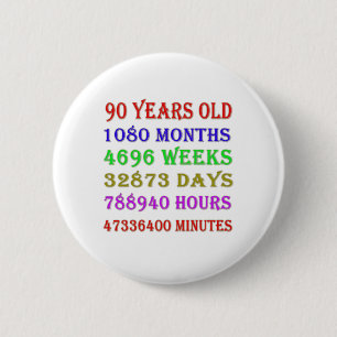 90. Geburtstags-Meilensteine Button